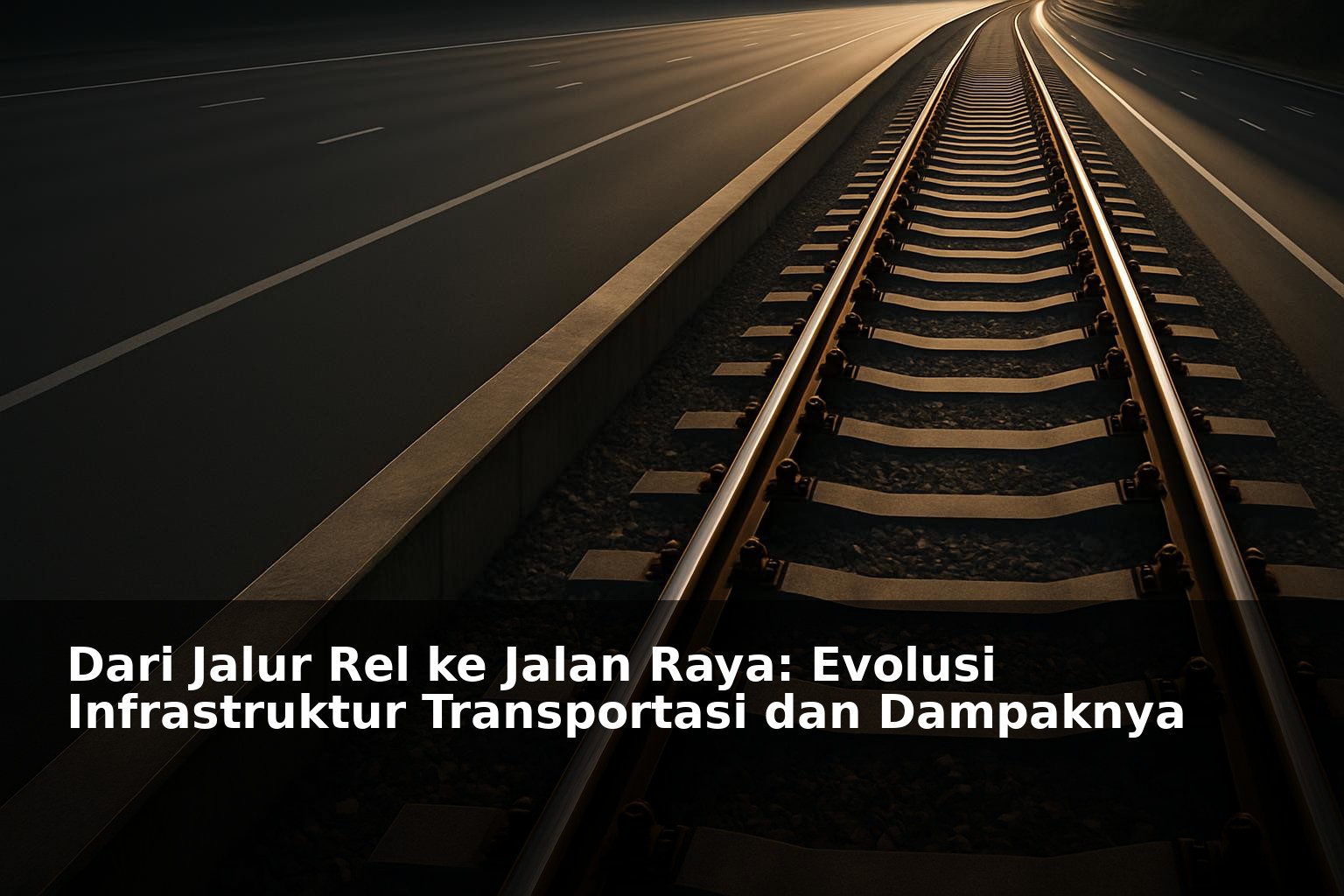 Gambaran modern jalur rel dan jalan raya yang menunjukkan evolusi infrastruktur transportasi