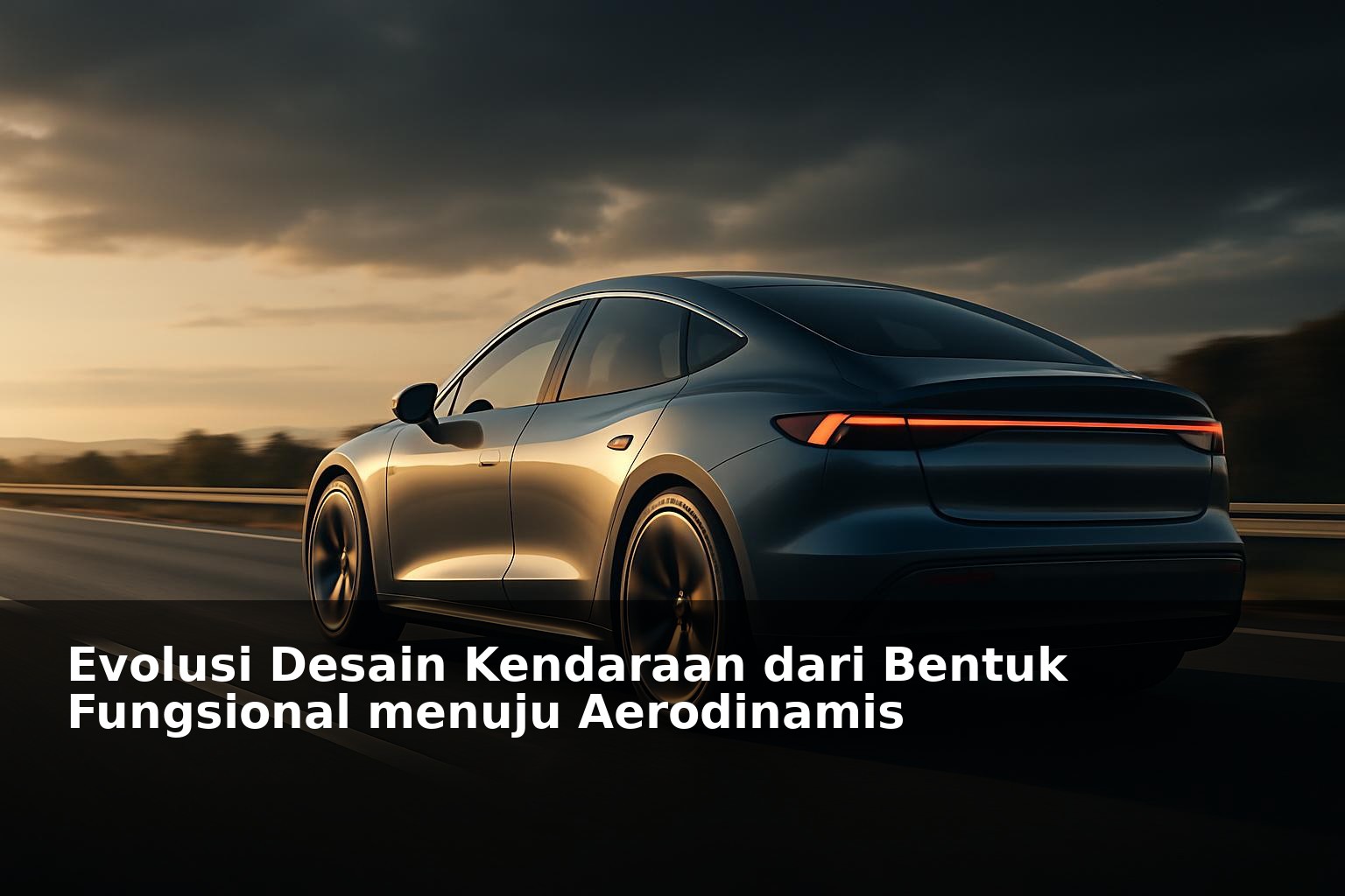 Desain kendaraan modern dengan bentuk aerodinamis di jalan raya