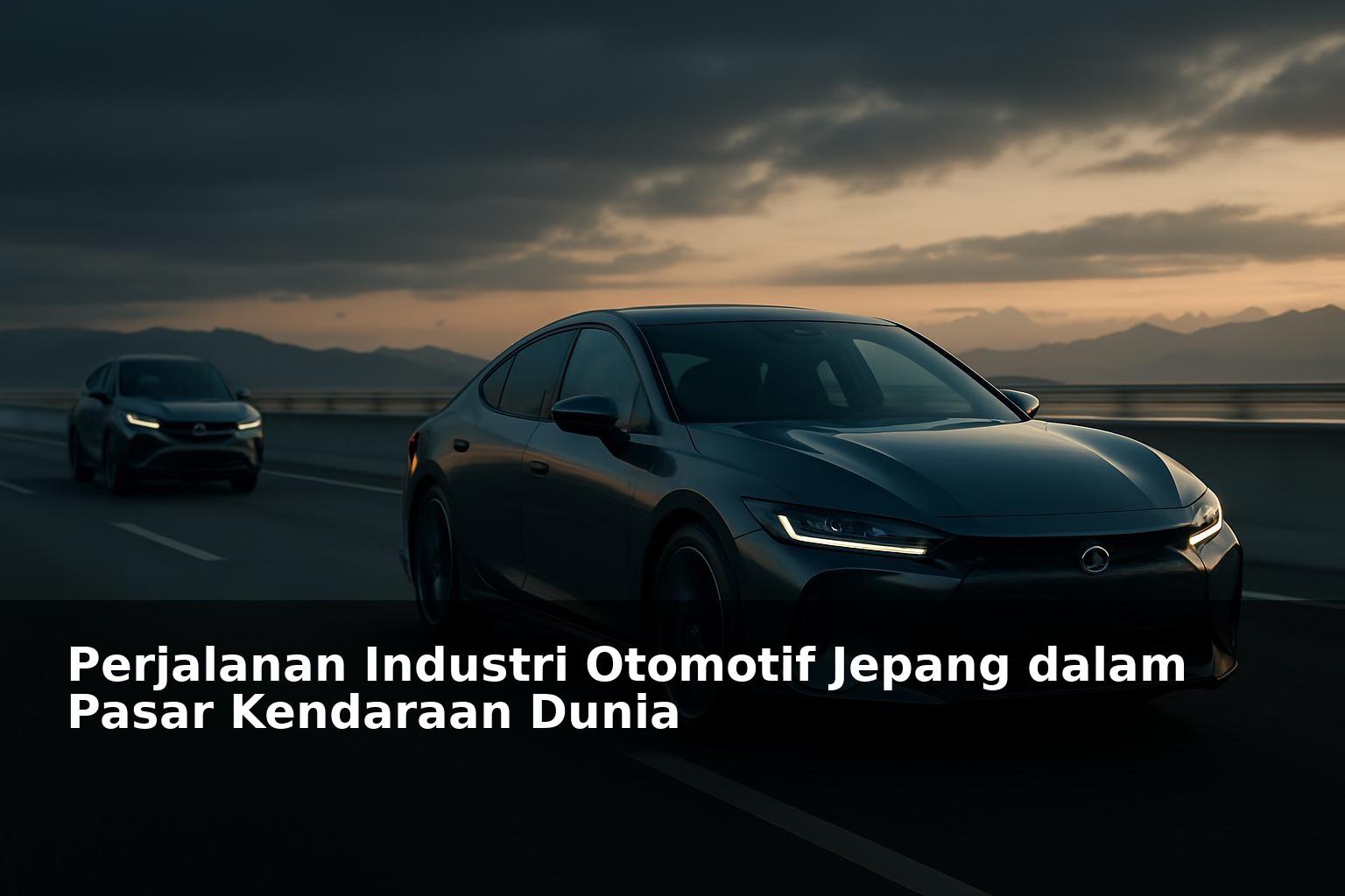 Ilustrasi kendaraan Jepang modern di jalan raya global