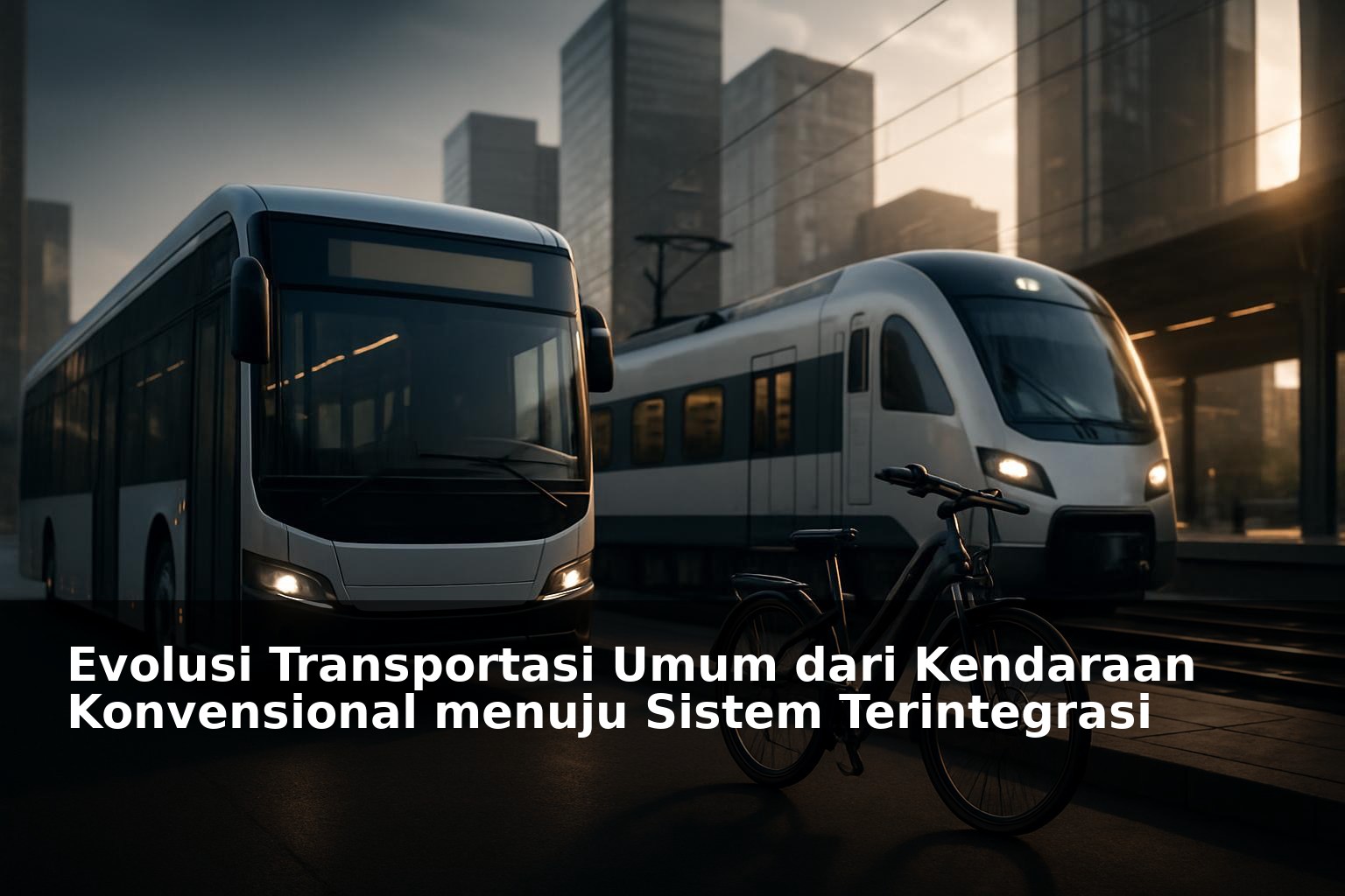 Ilustrasi sistem transportasi umum terintegrasi modern di kota metropolitan