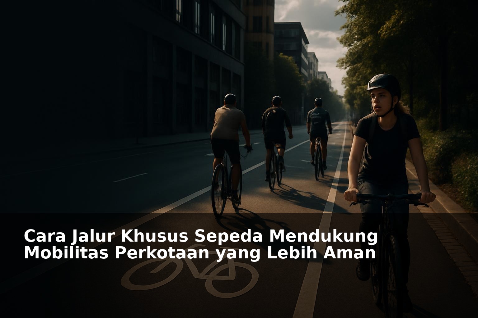 Jalur khusus sepeda yang aman di kota dengan pengguna sepeda berlalu lintas tertib